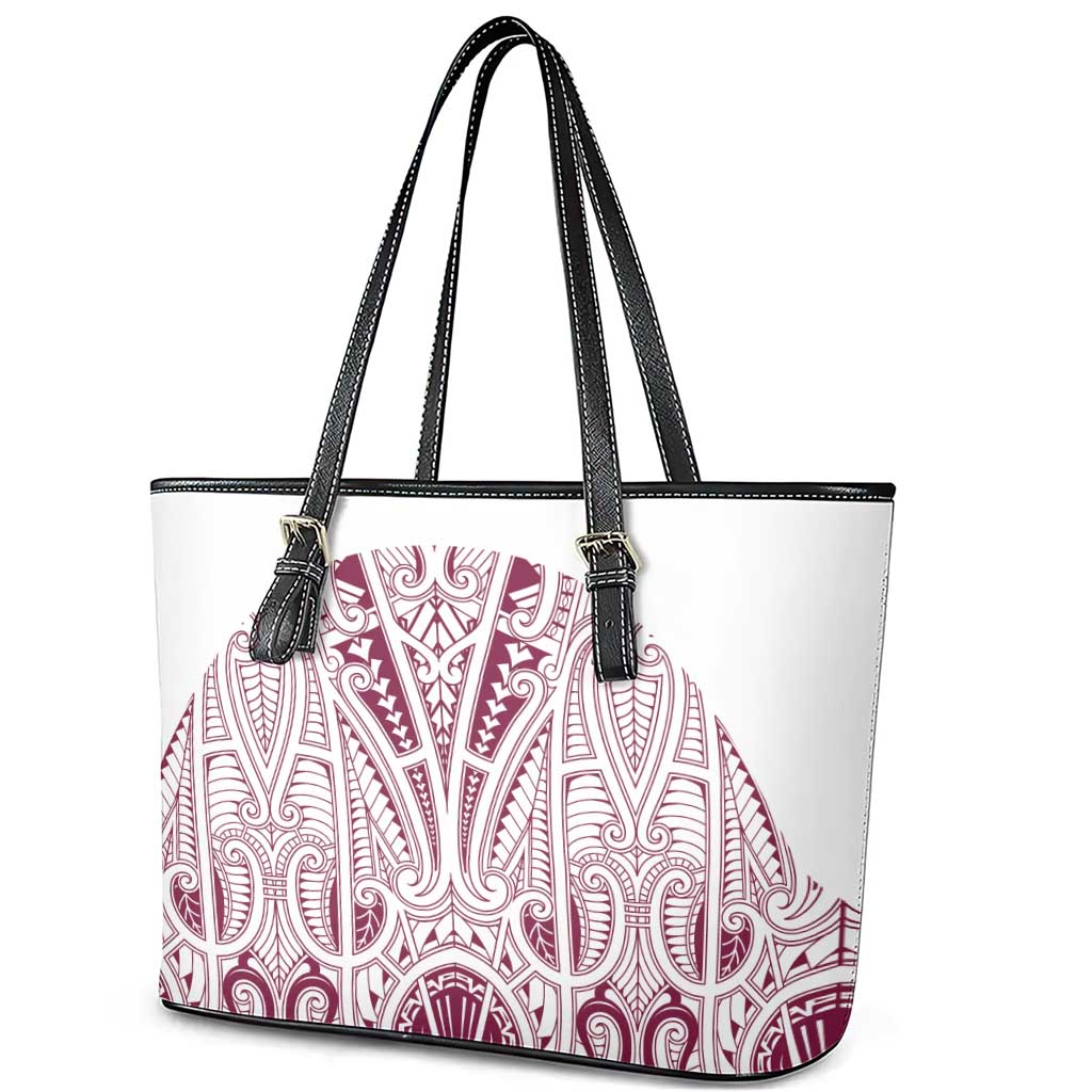 Queensland Maori Rugby Nga Hau e Wha Leather Tote Bag White Motif