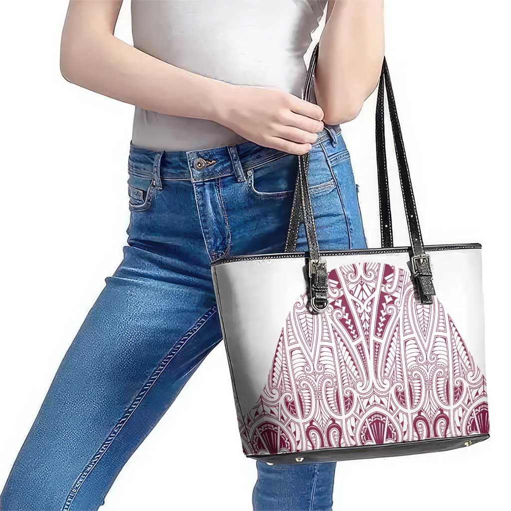 Queensland Maori Rugby Nga Hau e Wha Leather Tote Bag White Motif