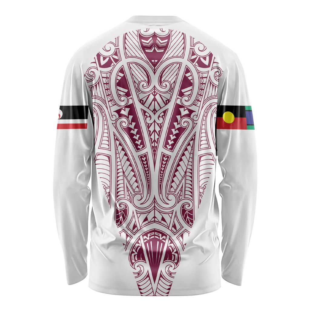 Queensland Maori Rugby Nga Hau e Wha Long Sleeve Shirt White Motif