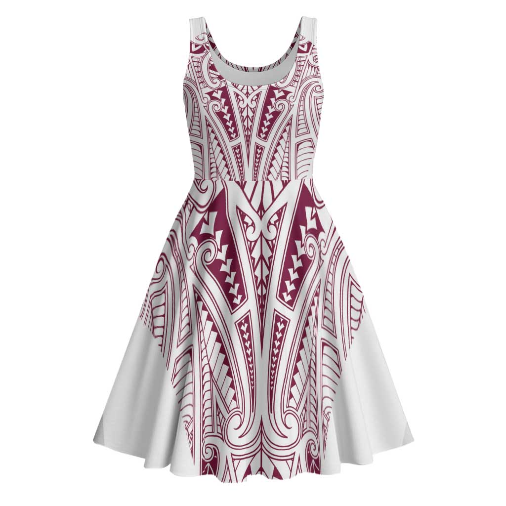 Queensland Maori Rugby Nga Hau e Wha Midi Dress White Motif - Polynesian Pride