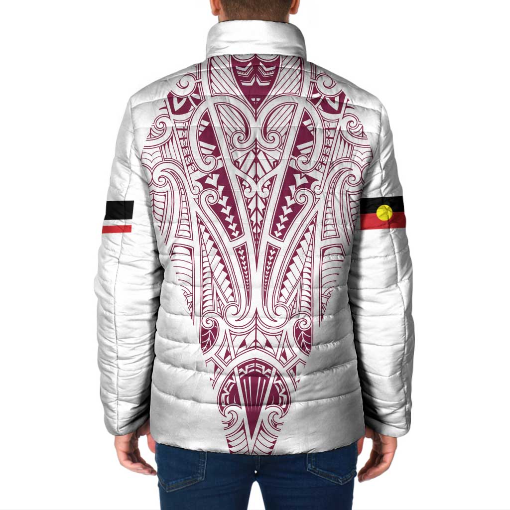 Queensland Maori Rugby Nga Hau e Wha Padded Jacket White Motif - Polynesian Pride