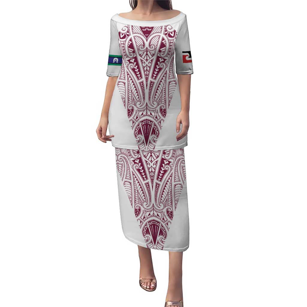 Queensland Maori Rugby Nga Hau e Wha Puletasi White Motif