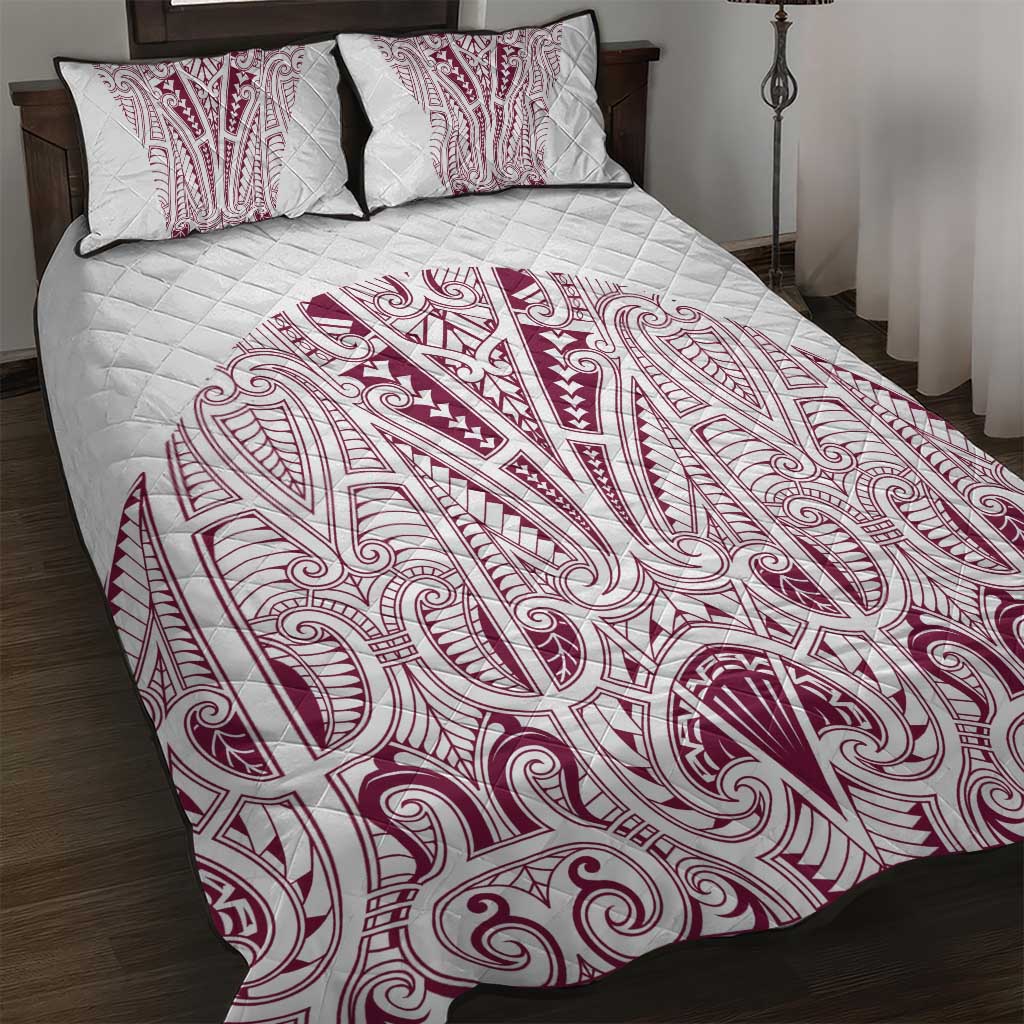 Queensland Maori Rugby Nga Hau e Wha Quilt Bed Set White Motif