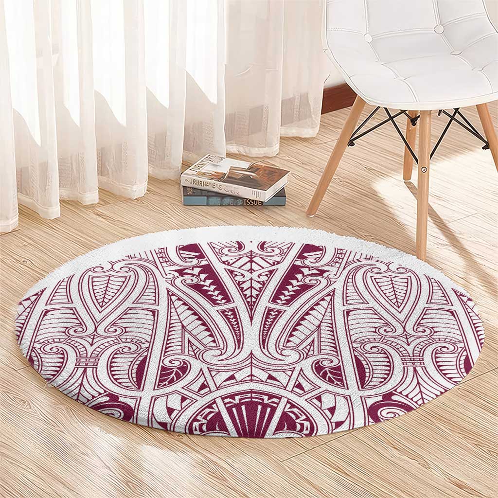 Queensland Maori Rugby Nga Hau e Wha Round Carpet White Motif
