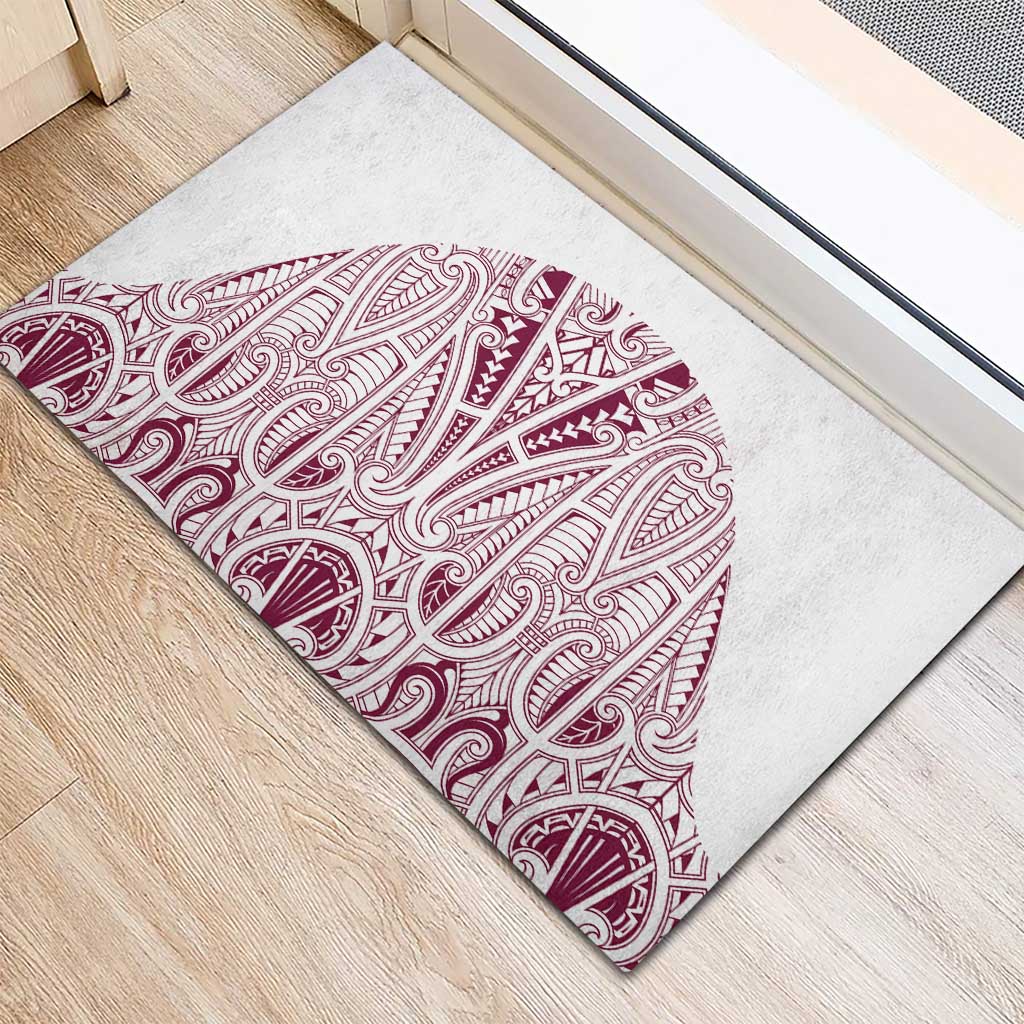 Queensland Maori Rugby Nga Hau e Wha Rubber Doormat White Motif