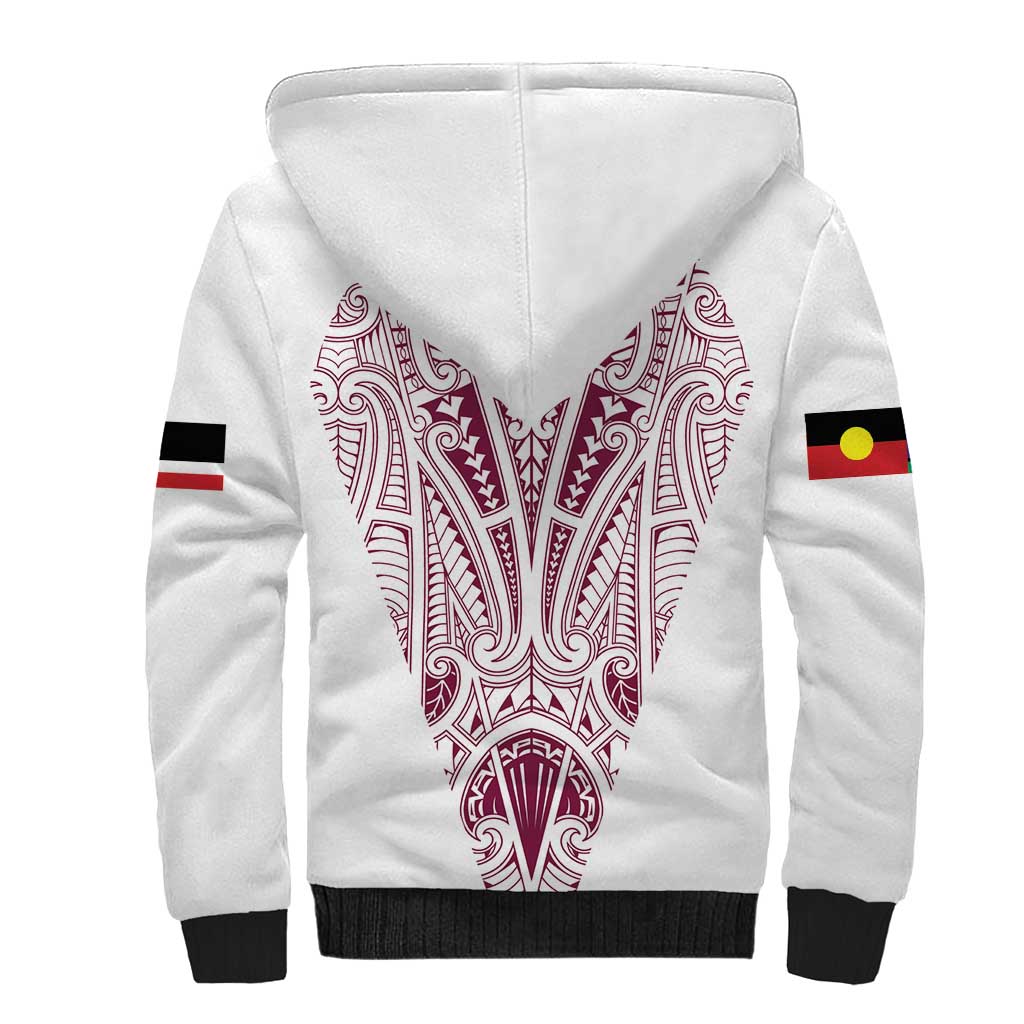 Queensland Maori Rugby Nga Hau e Wha Sherpa Hoodie White Motif