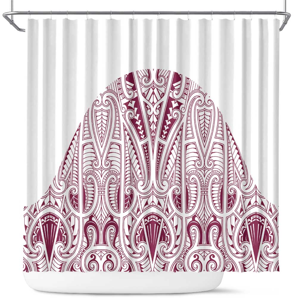 Queensland Maori Rugby Nga Hau e Wha Shower Curtain White Motif