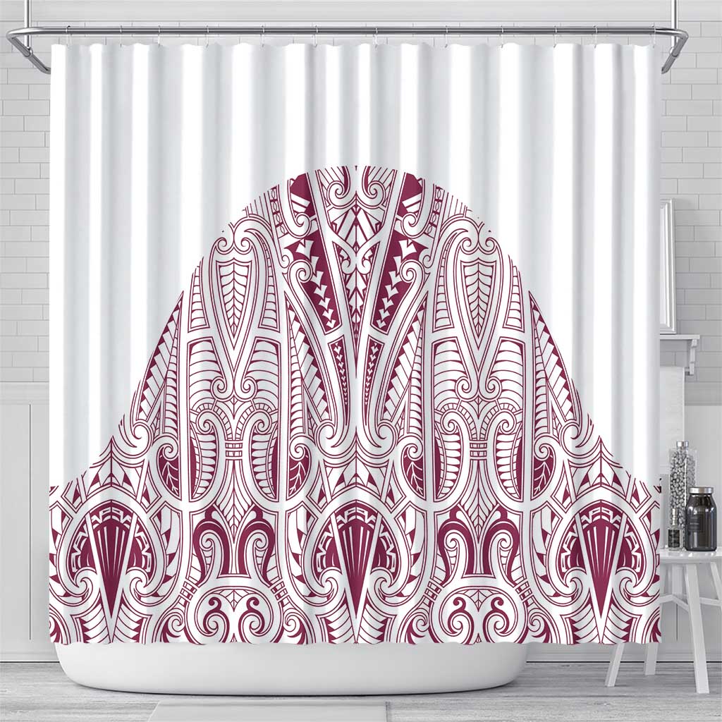 Queensland Maori Rugby Nga Hau e Wha Shower Curtain White Motif