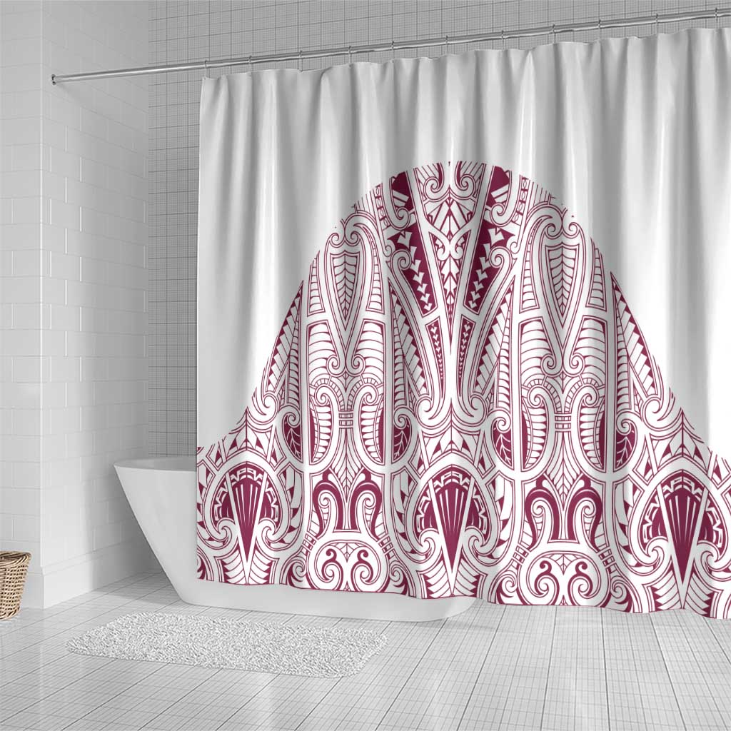 Queensland Maori Rugby Nga Hau e Wha Shower Curtain White Motif