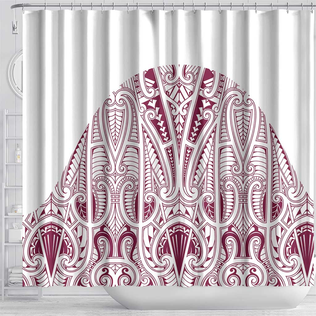 Queensland Maori Rugby Nga Hau e Wha Shower Curtain White Motif
