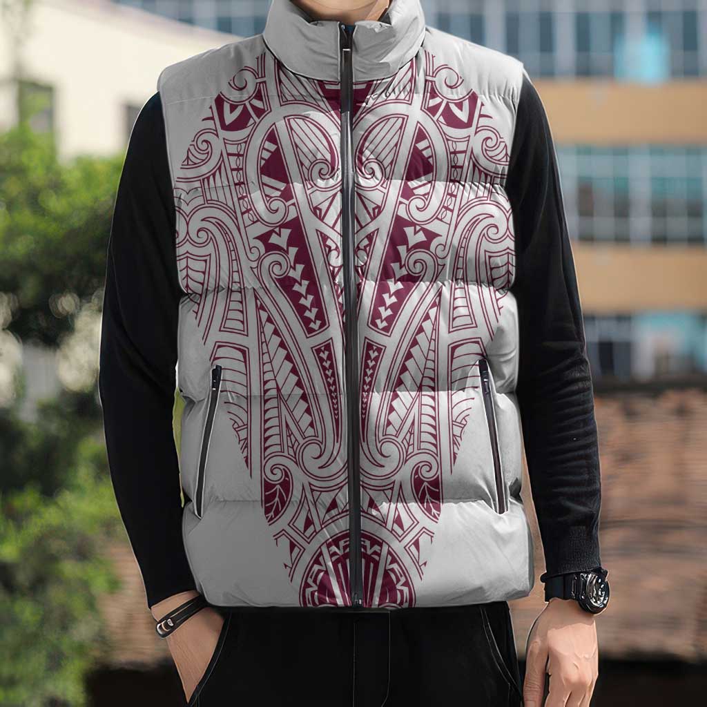 Queensland Maori Rugby Nga Hau e Wha Sleeveless Puffer Jacket White Motif - Polynesian Pride