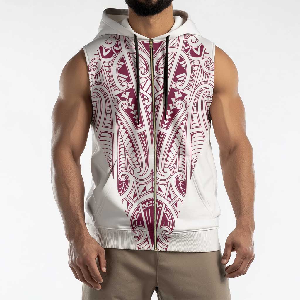 Queensland Maori Rugby Nga Hau e Wha Sleeveless Zip Hoodie White Motif - Polynesian Pride