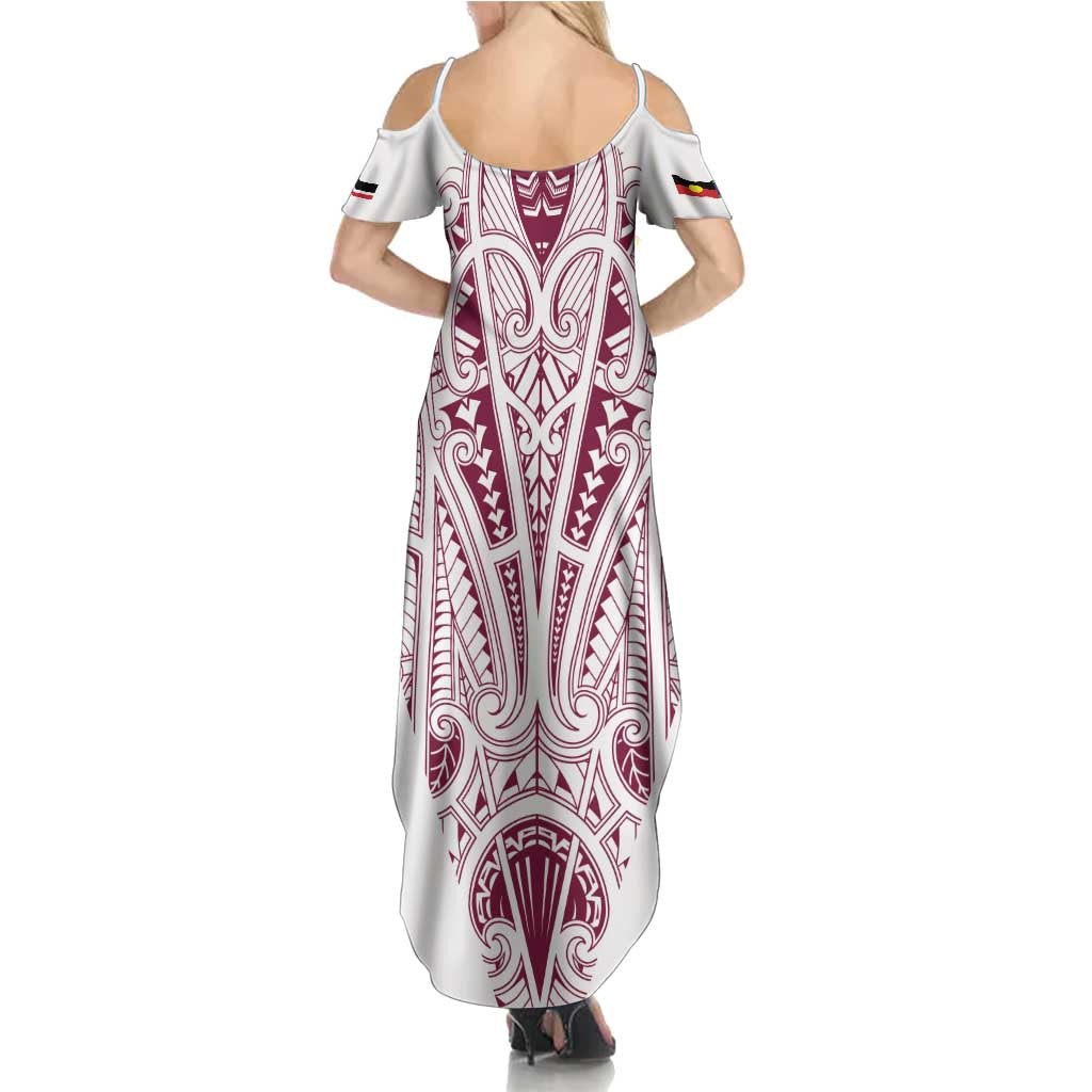 Queensland Maori Rugby Nga Hau e Wha Summer Maxi Dress White Motif