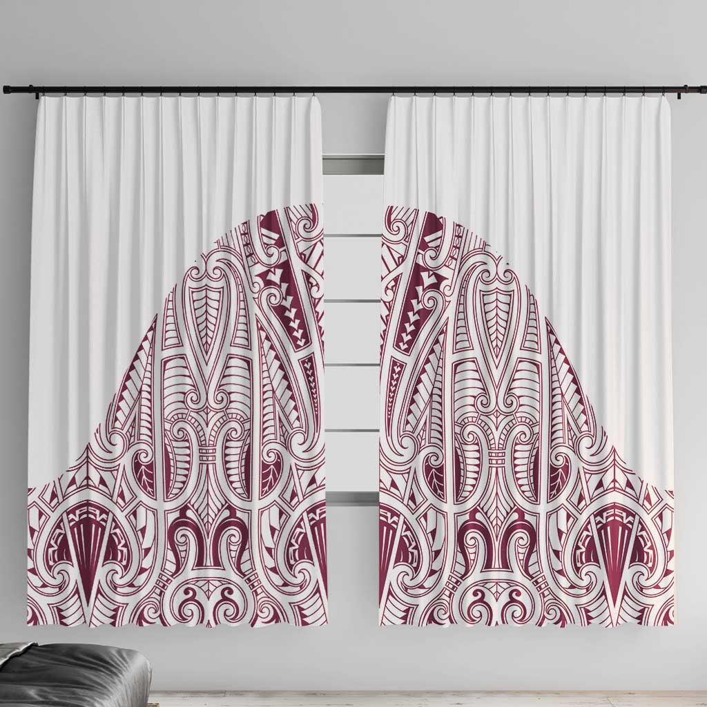 Queensland Maori Rugby Nga Hau e Wha Window Curtain White Motif