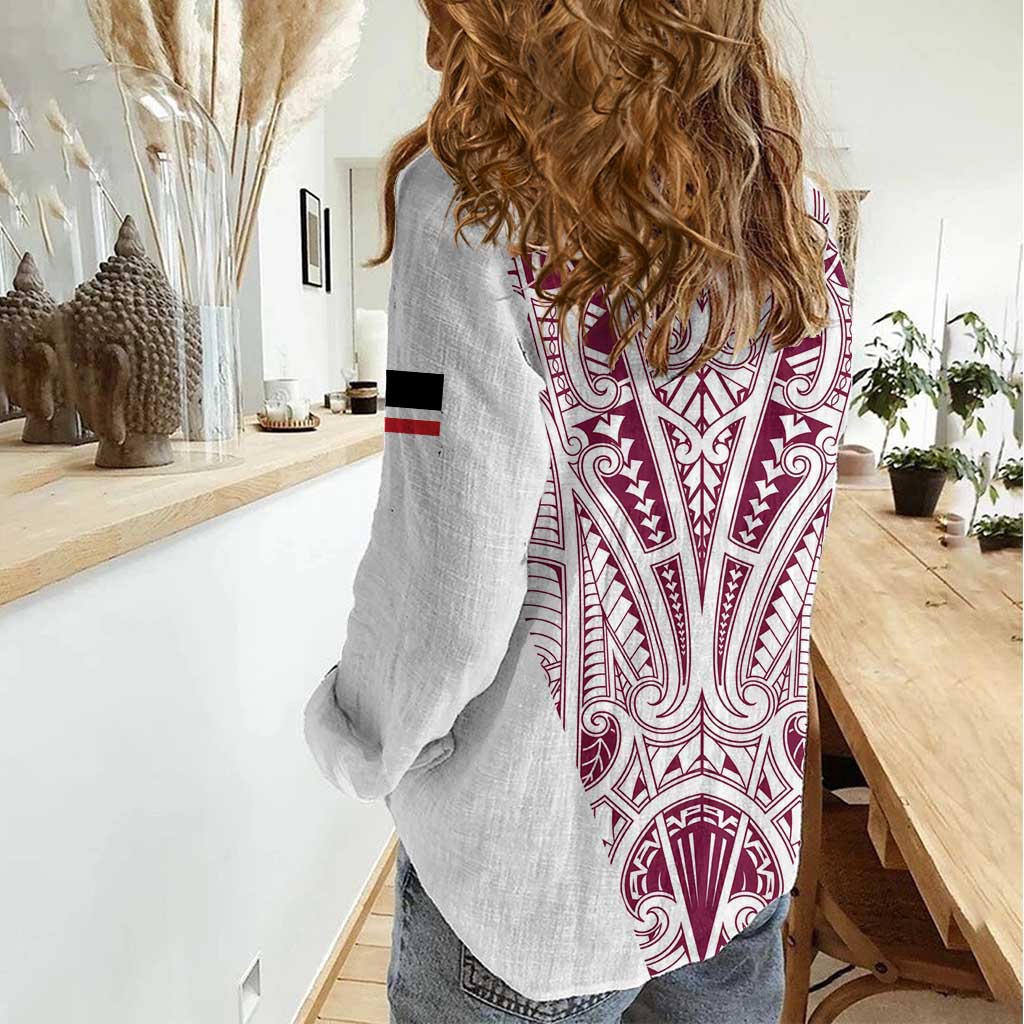 Queensland Maori Rugby Nga Hau e Wha Women Casual Shirt White Motif