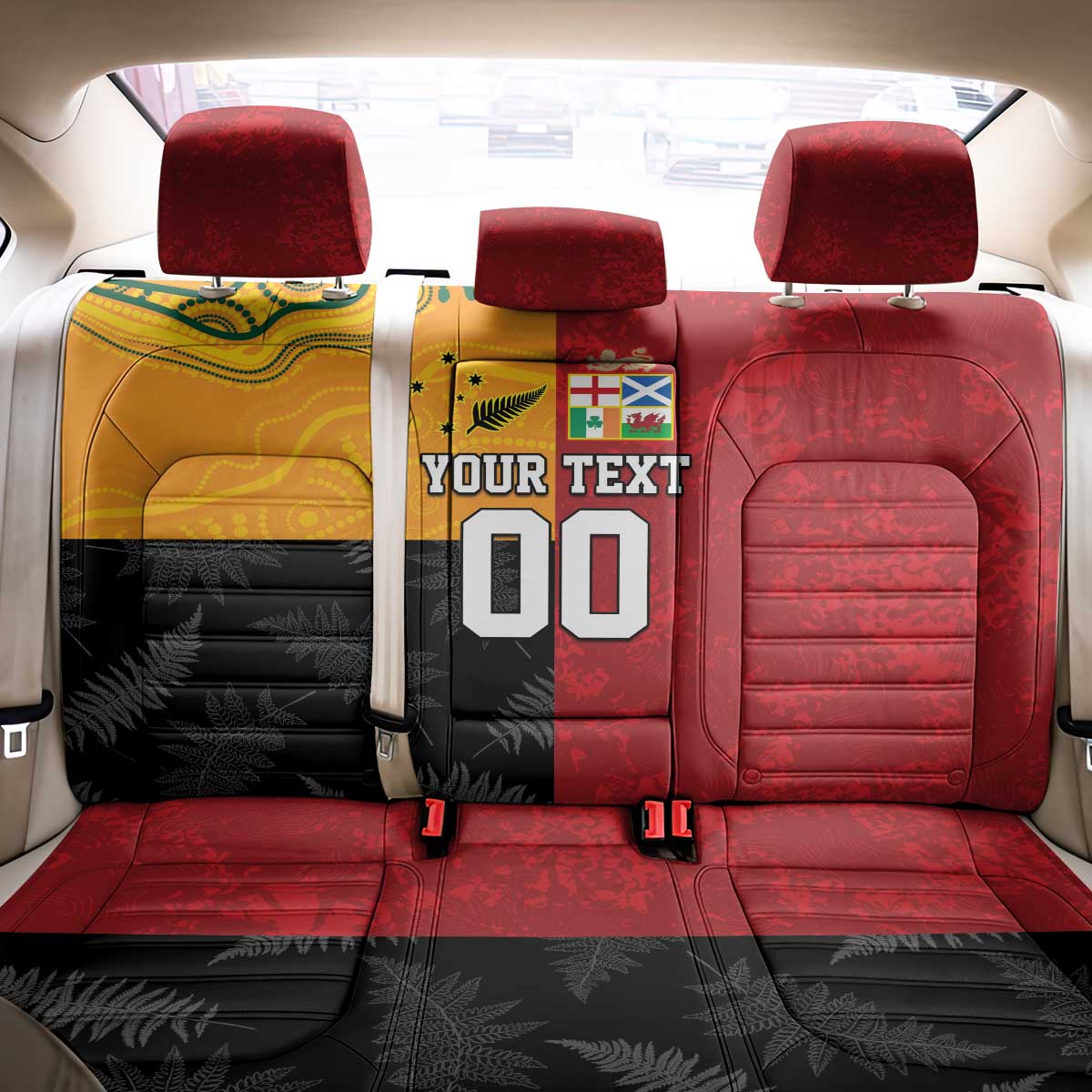 Custom British Lions-AUNZ Back Car Seat Cover Australia-New Zealand Indigenous Motif