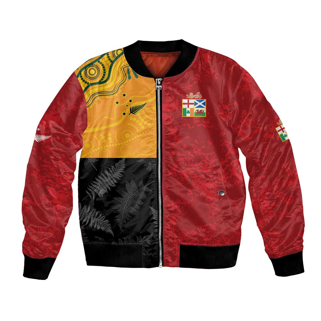 Custom British Lions-AUNZ Bomber Jacket Australia-New Zealand Indigenous Motif