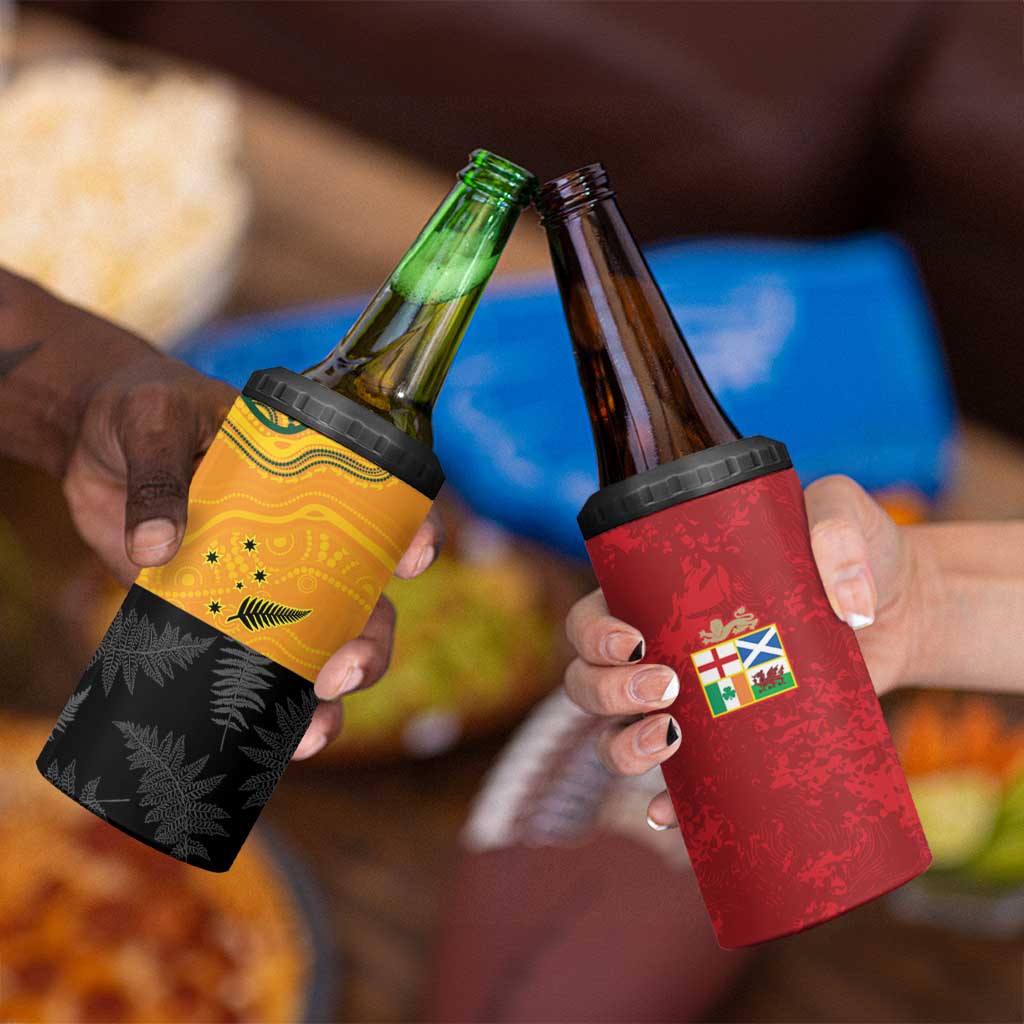 Custom British Lions-AUNZ 4 in 1 Can Cooler Tumbler Australia-New Zealand Indigenous Motif