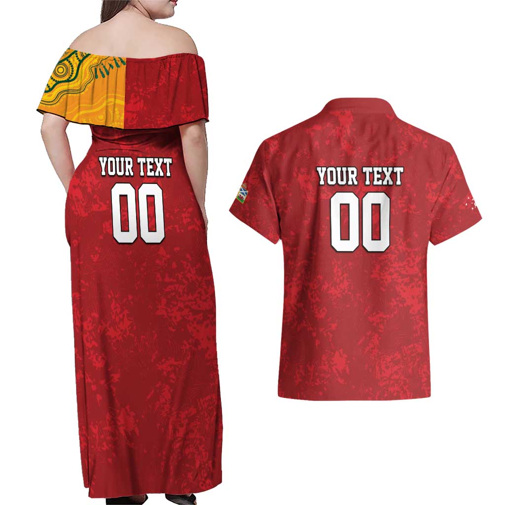 Custom British Lions-AUNZ Couples Matching Off Shoulder Maxi Dress and Hawaiian Shirt Australia-New Zealand Indigenous Motif