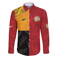 Custom British Lions-AUNZ Family Matching Off The Shoulder Long Sleeve Dress and Hawaiian Shirt Australia-New Zealand Indigenous Motif