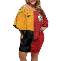 Custom British Lions-AUNZ Family Matching Off Shoulder Short Dress and Hawaiian Shirt Australia-New Zealand Indigenous Motif
