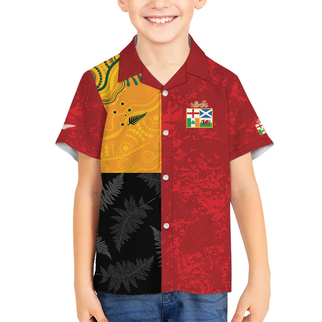 Custom British Lions-AUNZ Family Matching Tank Maxi Dress and Hawaiian Shirt Australia-New Zealand Indigenous Motif