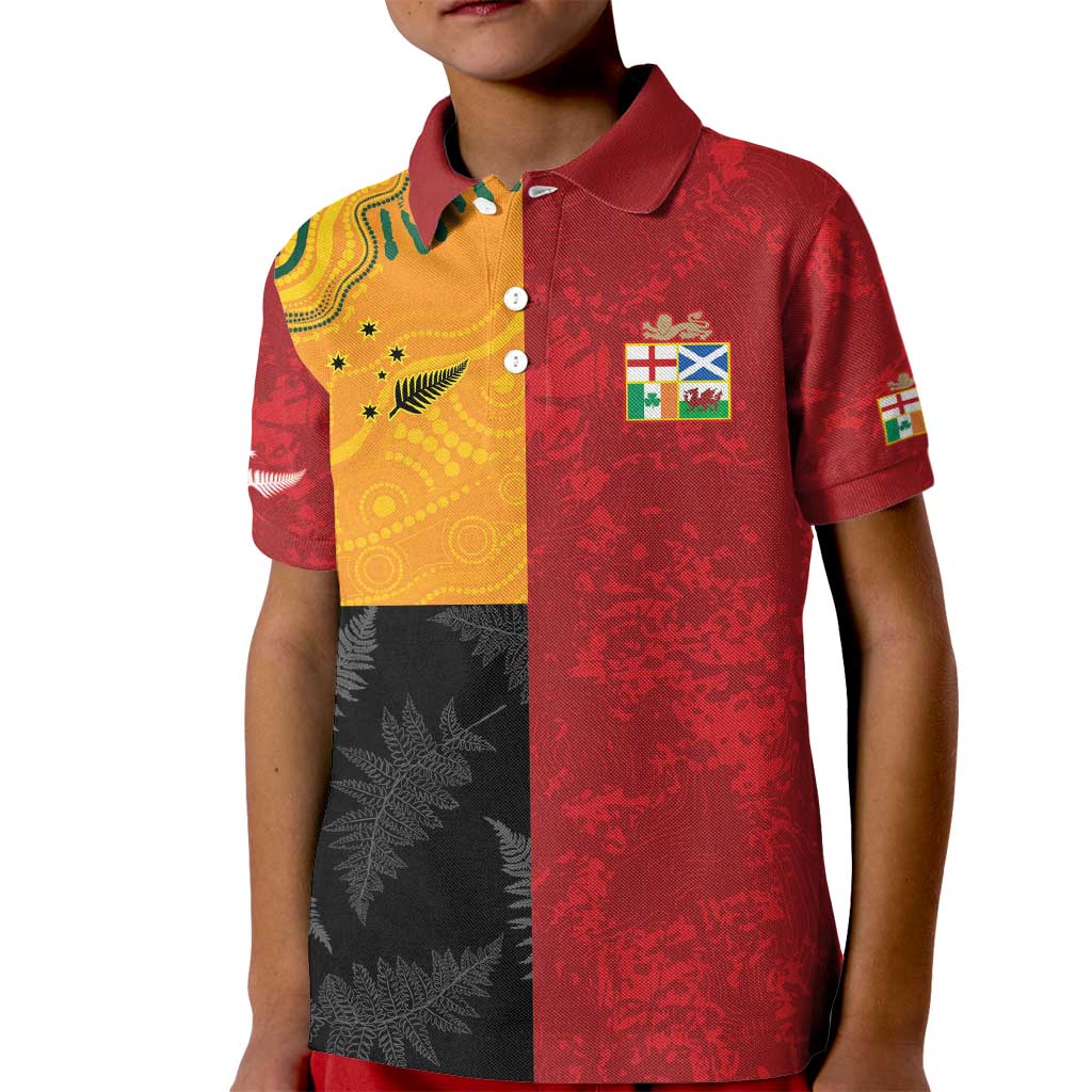 Custom British Lions-AUNZ Kid Polo Shirt Australia-New Zealand Indigenous Motif