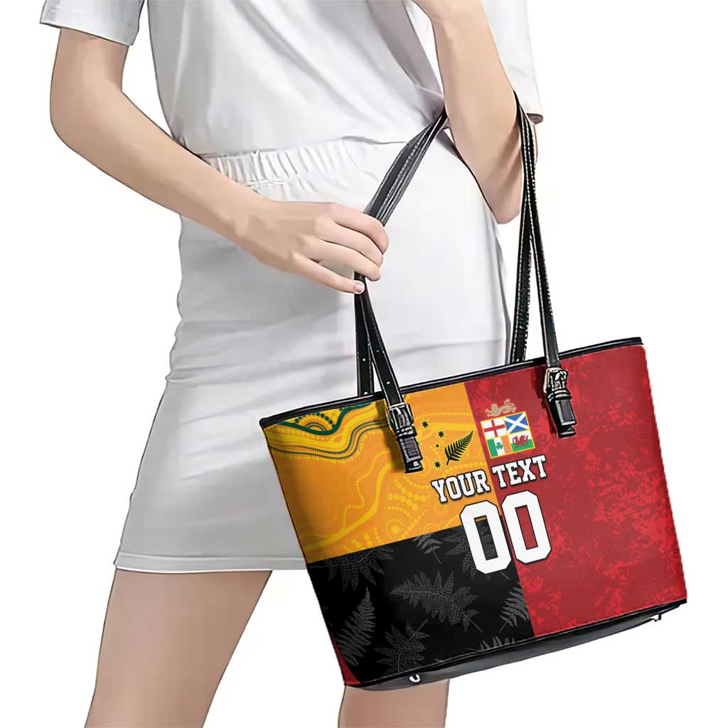 Custom British Lions-AUNZ Leather Tote Bag Australia-New Zealand Indigenous Motif