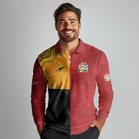 Custom British Lions-AUNZ Long Sleeve Polo Shirt Australia-New Zealand Indigenous Motif LT9 - Polynesian Pride