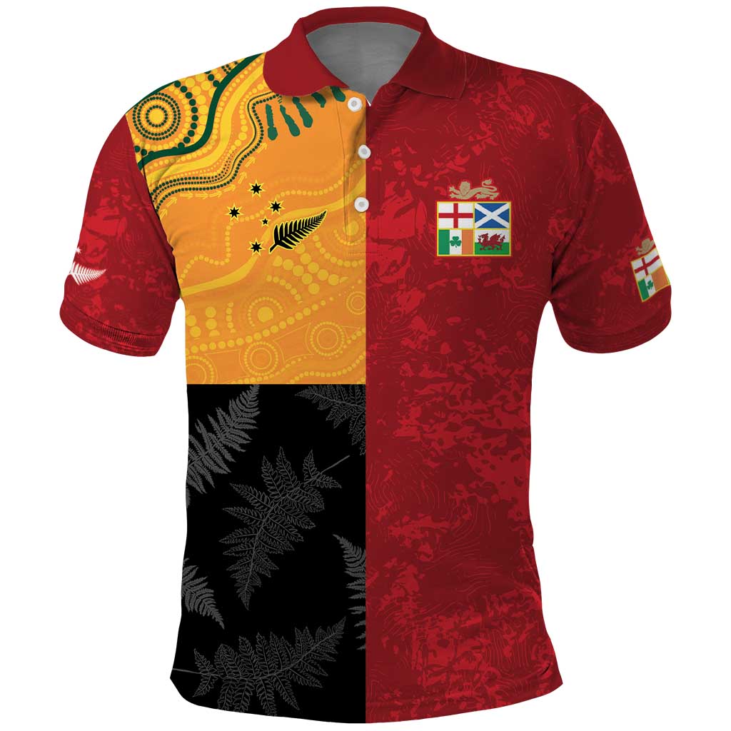 Custom British Lions-AUNZ Polo Shirt Australia-New Zealand Indigenous Motif