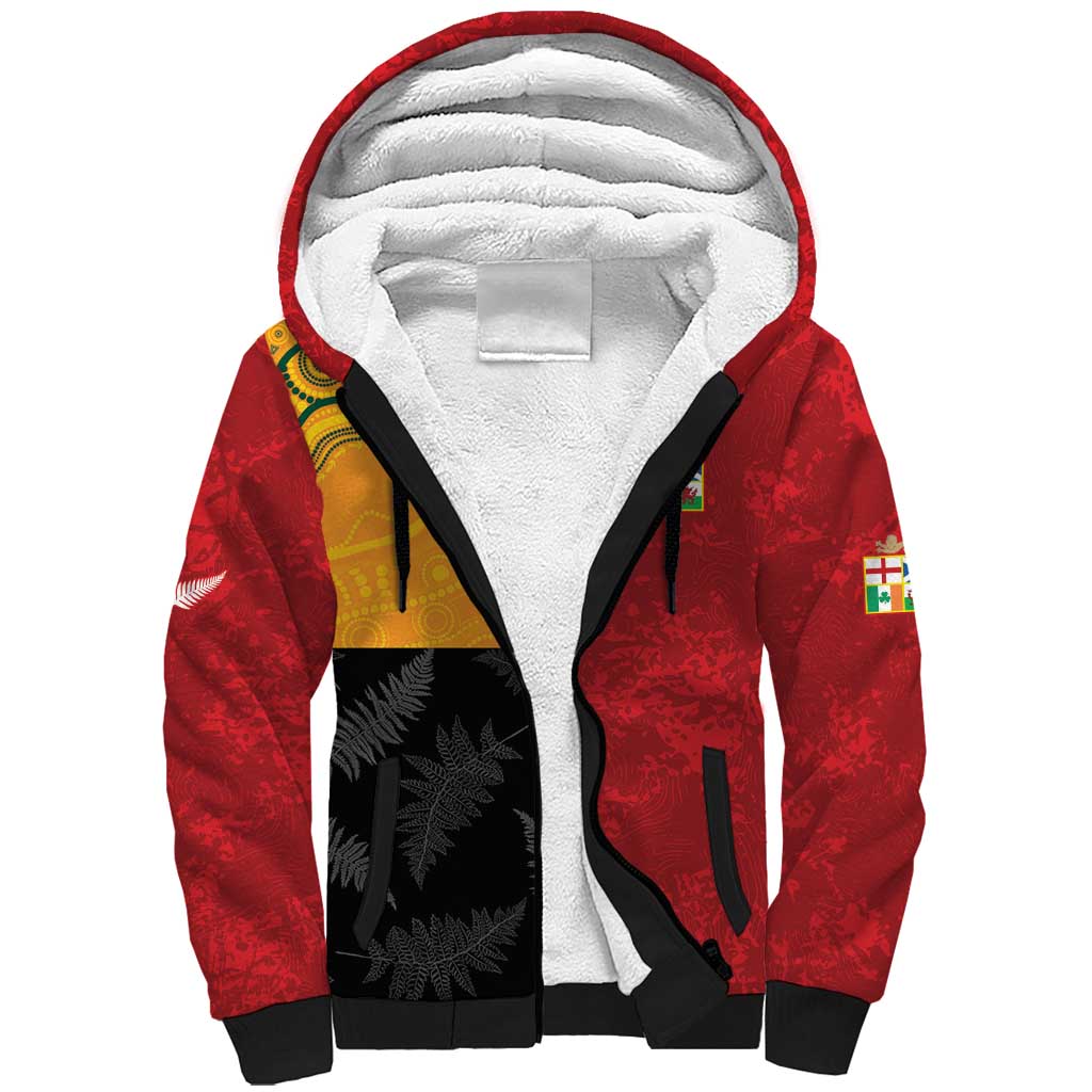 Custom British Lions-AUNZ Sherpa Hoodie Australia-New Zealand Indigenous Motif