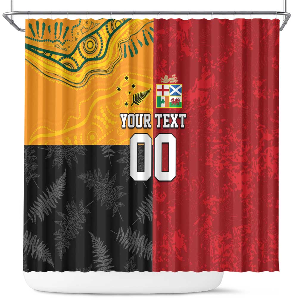 Custom British Lions-AUNZ Shower Curtain Australia-New Zealand Indigenous Motif