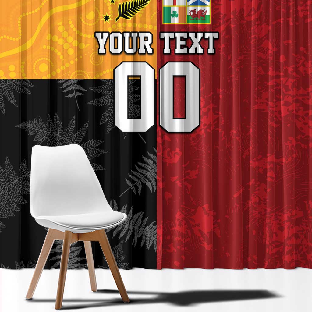 Custom British Lions-AUNZ Window Curtain Australia-New Zealand Indigenous Motif