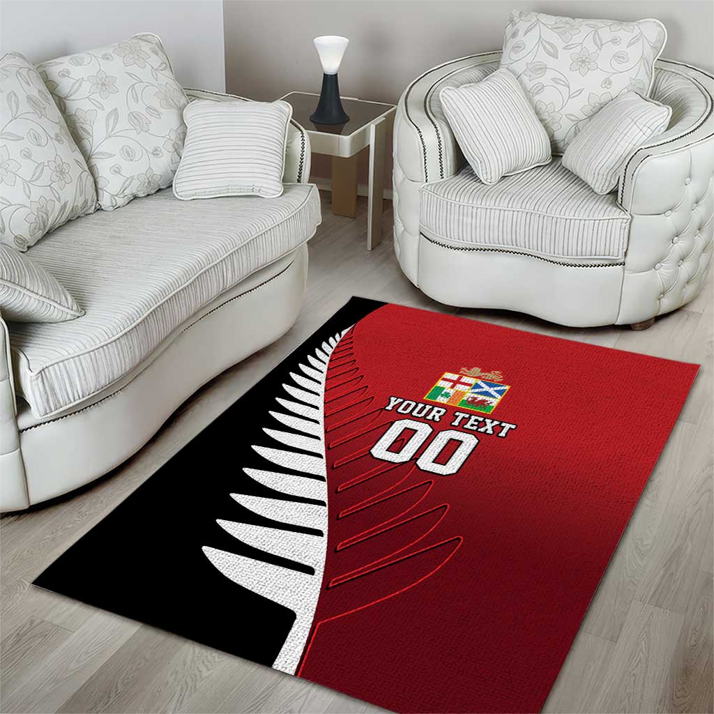 Custom British Lions New Zealand Area Rug Half Black Fern LT9 - Polynesian Pride