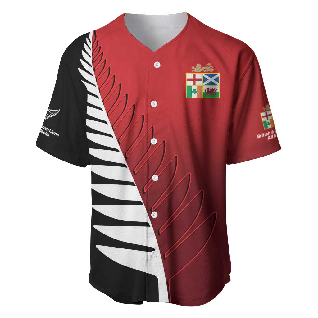 Custom British Lions New Zealand Baseball Jersey Half Black Fern LT9 Red - Polynesian Pride