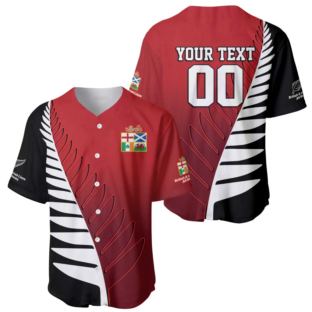 Custom British Lions New Zealand Baseball Jersey Half Black Fern LT9 - Polynesian Pride