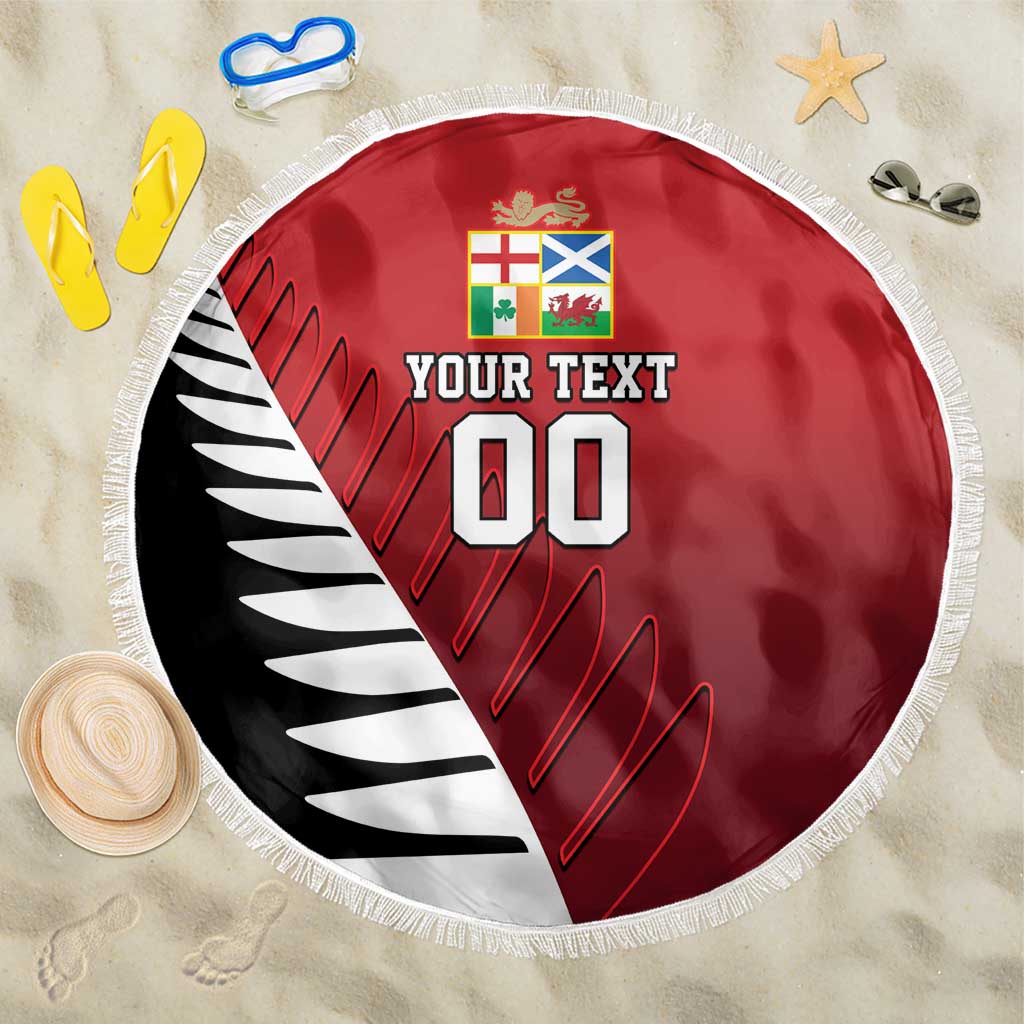 Custom British Lions New Zealand Beach Blanket Half Black Fern