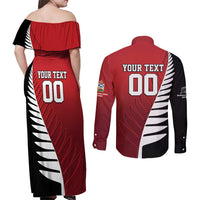 Custom British Lions New Zealand Couples Matching Off Shoulder Maxi Dress and Long Sleeve Button Shirt Half Black Fern LT9 - Polynesian Pride