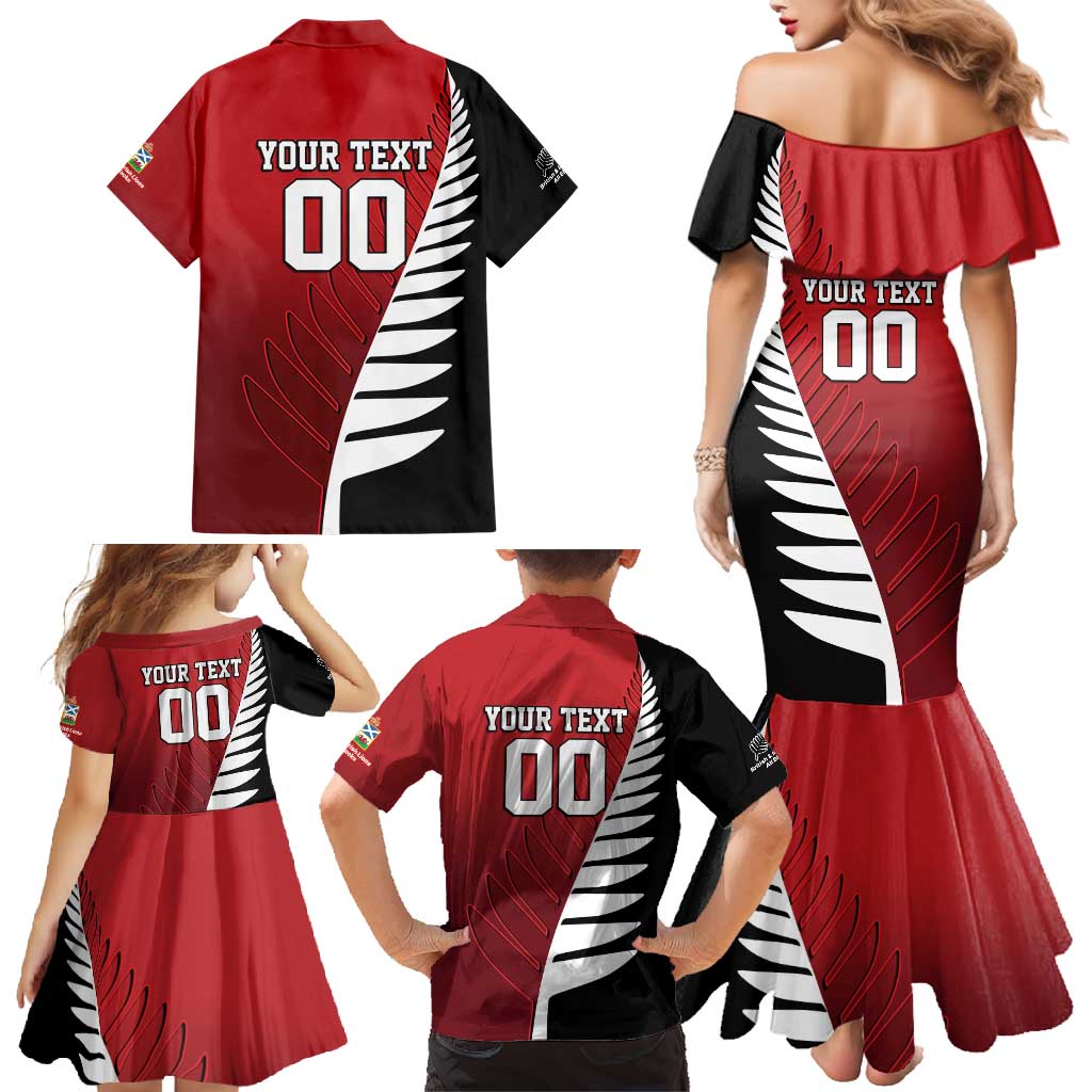 Custom British Lions New Zealand Family Matching Mermaid Dress and Hawaiian Shirt Half Black Fern