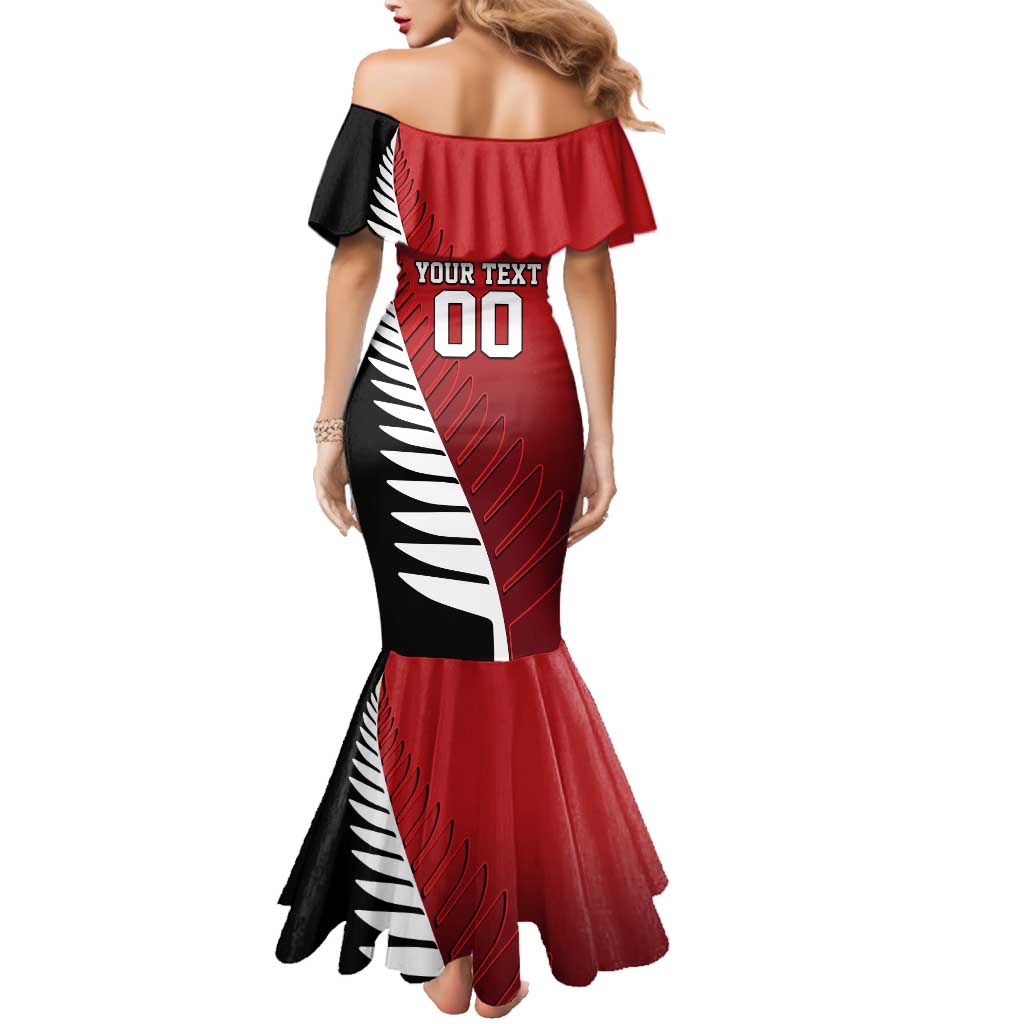 Custom British Lions New Zealand Family Matching Mermaid Dress and Hawaiian Shirt Half Black Fern