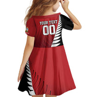 Custom British Lions New Zealand Family Matching Off The Shoulder Long Sleeve Dress and Hawaiian Shirt Half Black Fern