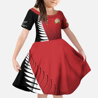 Custom British Lions New Zealand Family Matching Summer Maxi Dress and Hawaiian Shirt Half Black Fern