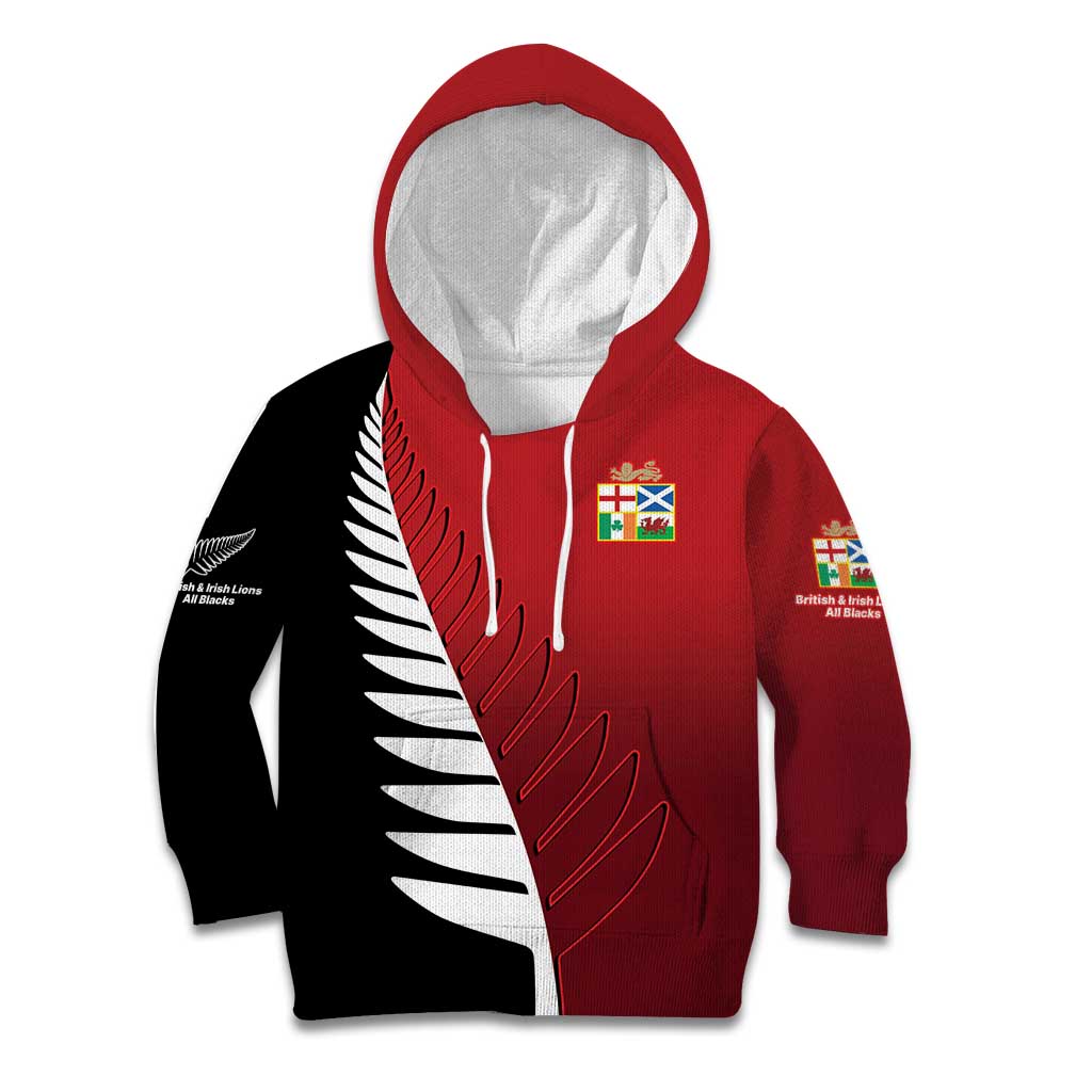 Custom British Lions New Zealand Kid Hoodie Half Black Fern
