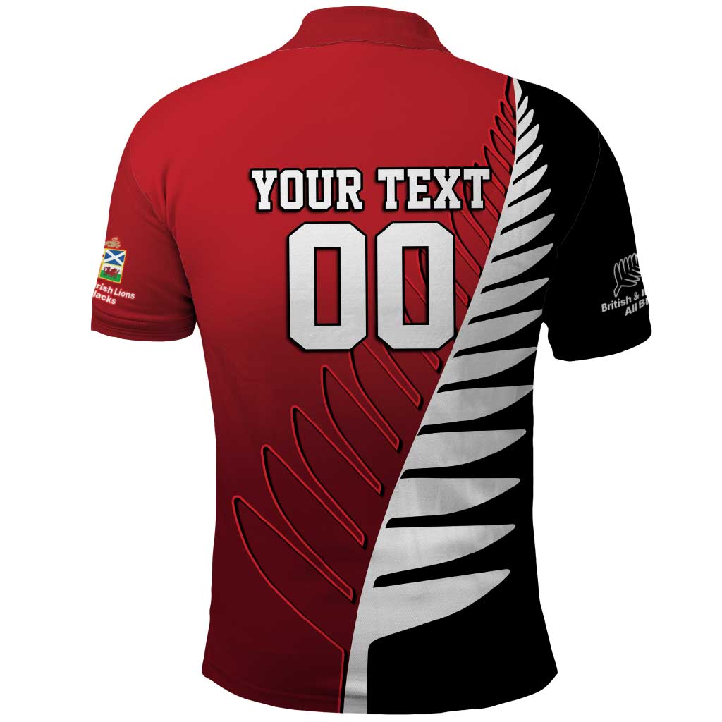 Custom British Lions New Zealand Polo Shirt Half Black Fern LT9 - Polynesian Pride
