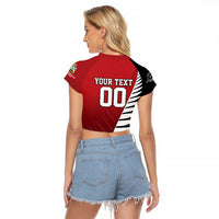 Custom British Lions New Zealand Raglan Cropped T Shirt Half Black Fern LT9 - Polynesian Pride