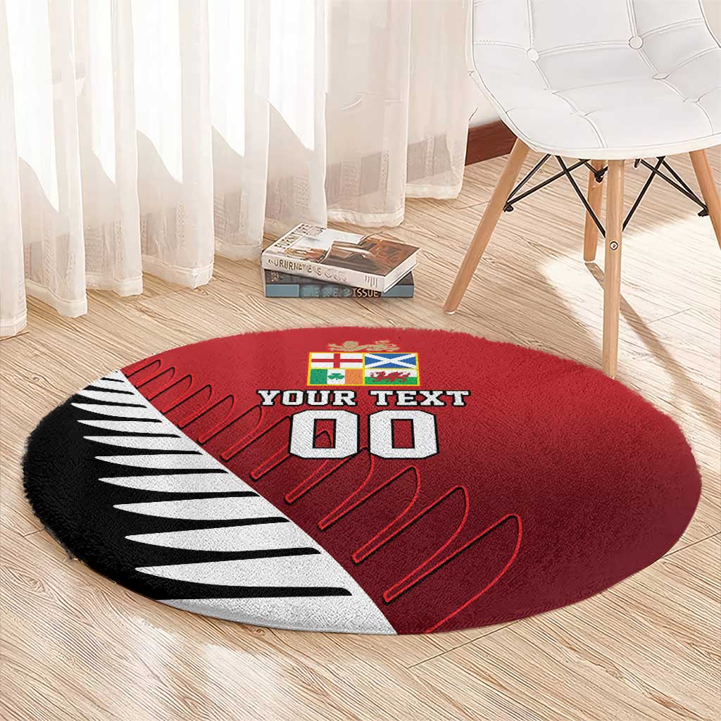 Custom British Lions New Zealand Round Carpet Half Black Fern