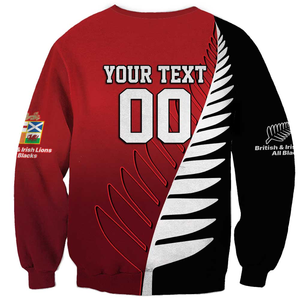 Custom British Lions New Zealand Sweatshirt Half Black Fern LT9 - Polynesian Pride