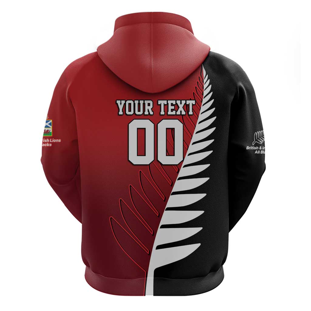 Custom British Lions New Zealand Zip Hoodie Half Black Fern