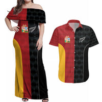 Custom British Lions New Zealand Couples Matching Off Shoulder Maxi Dress and Hawaiian Shirt Sporty Style