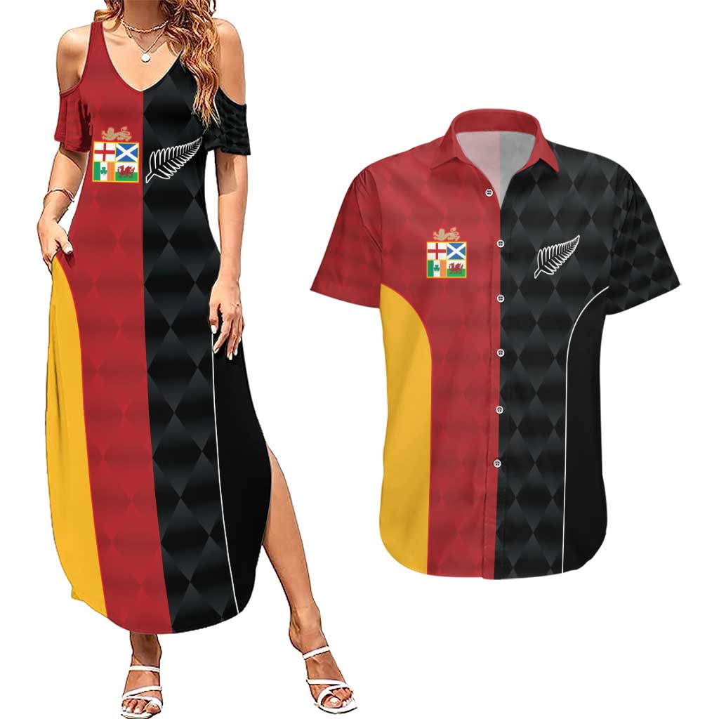 Custom British Lions New Zealand Couples Matching Summer Maxi Dress and Hawaiian Shirt Sporty Style